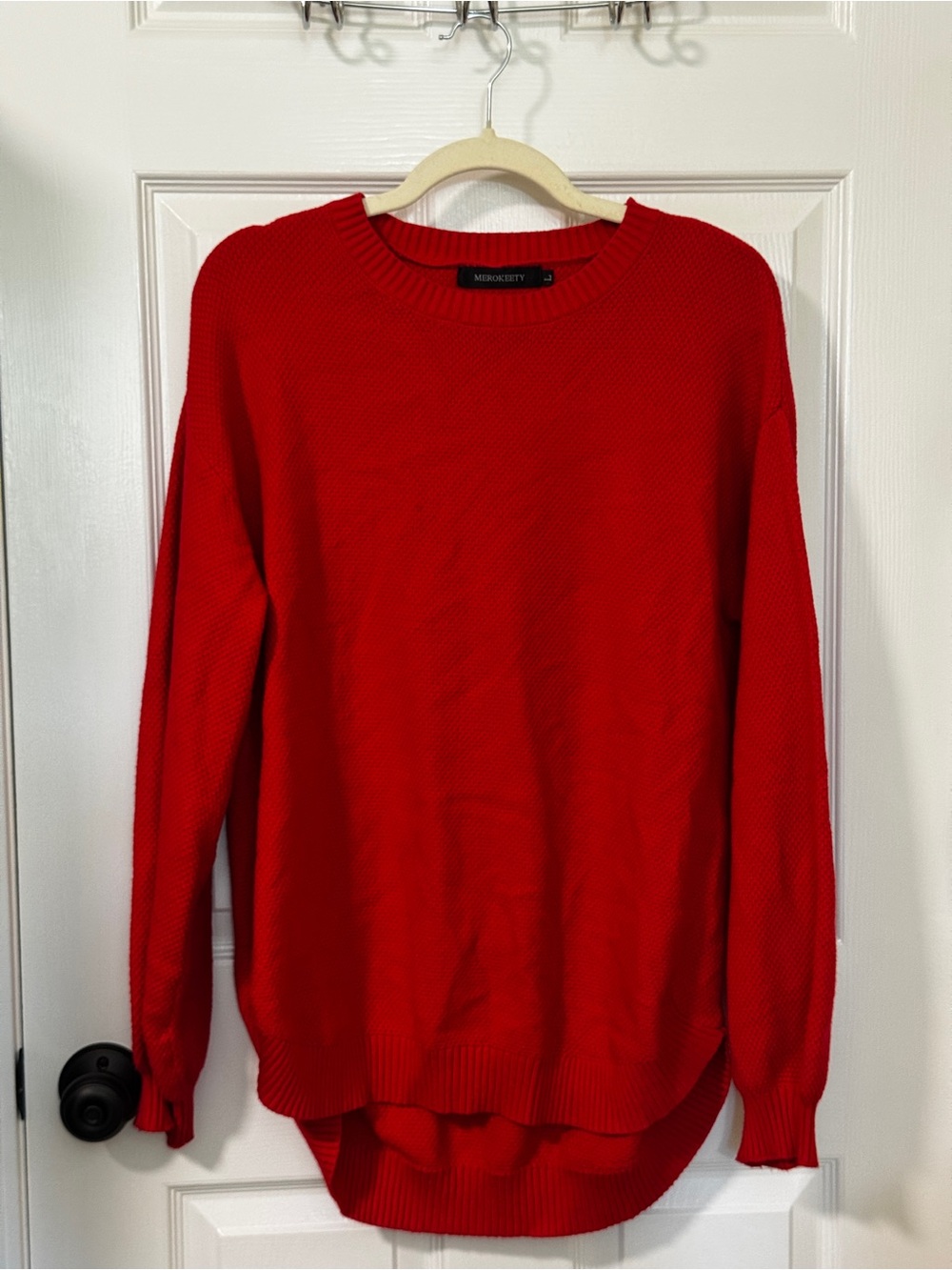 Merokeety Classic Red Crewneck Sweater